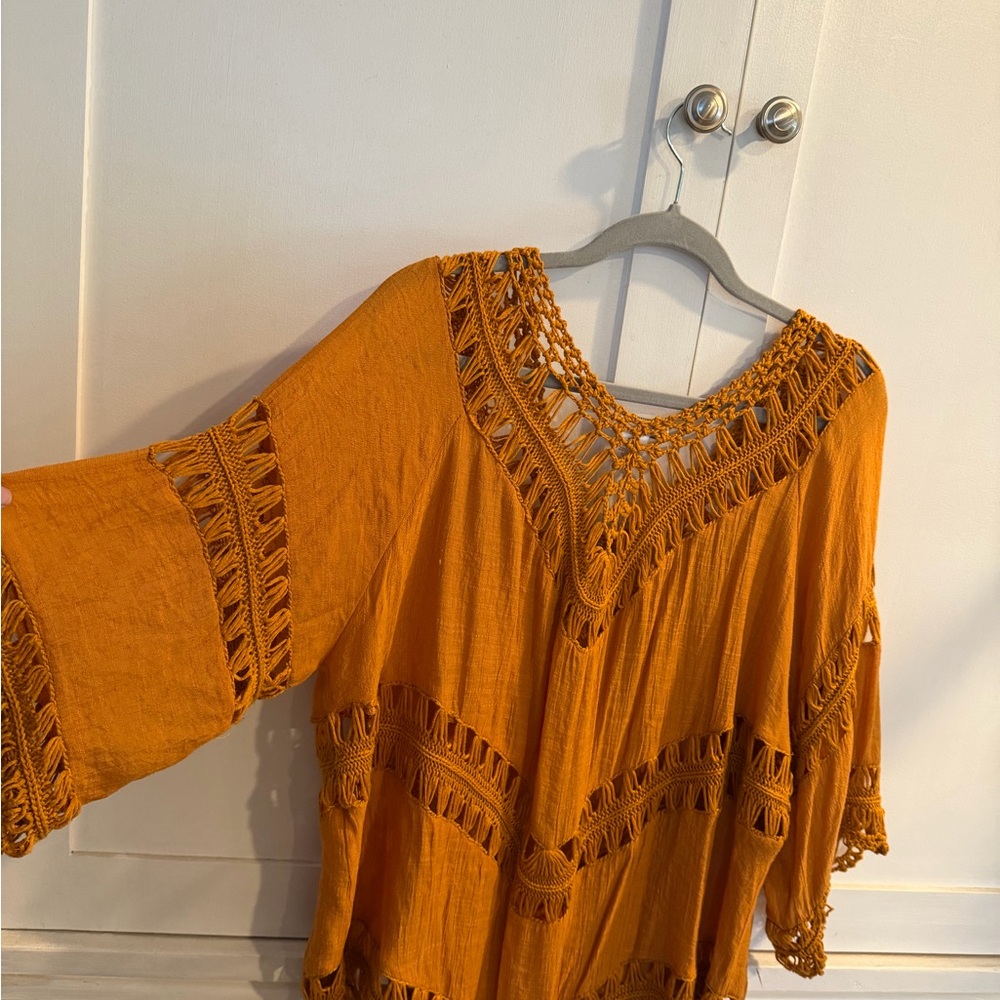 Boho Mustard Crochet Tunic